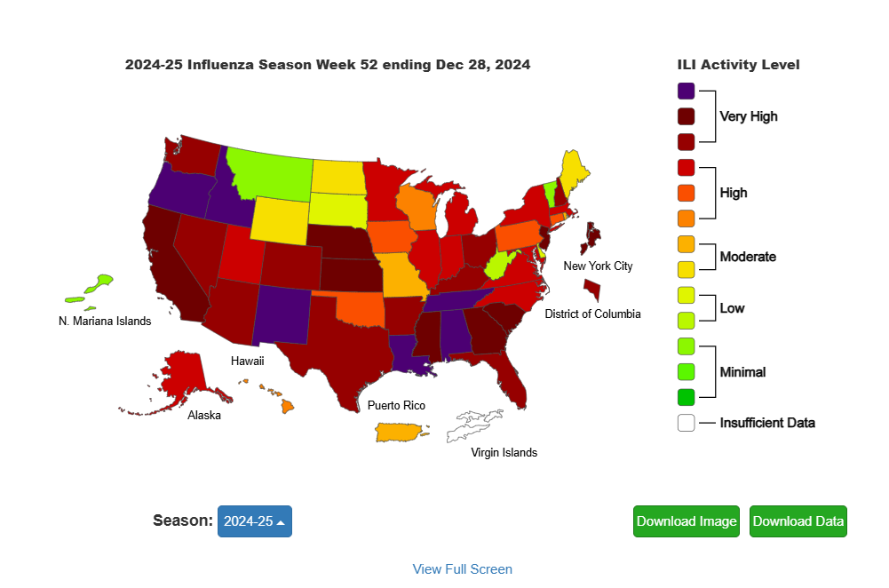 2024-25 Influenza Season Week 52 Ending Dec 28, 2024 Infographic Chart